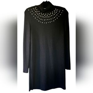 Zara Dress, Black Beaded Dress, Holiday Dress, Long Sleeved Dress, Size Small